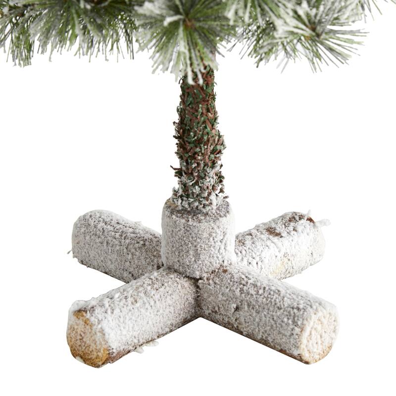 3' Flocked Artificial Christmas Tree Topiary with 50 Warm White LED Lights and Pine Cones