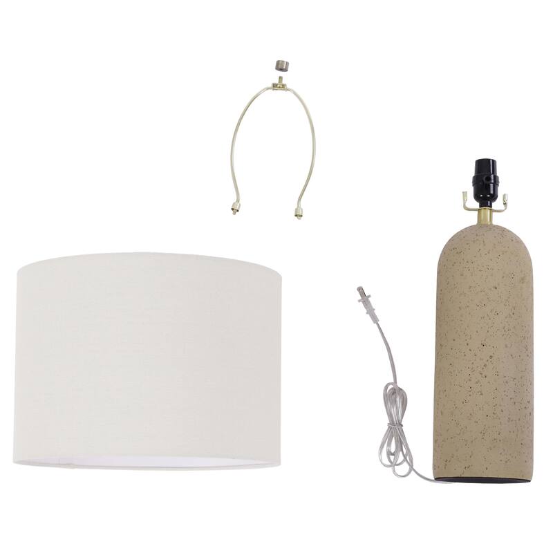 26" Painted Ceramic Accent Table Lamp with Drum Linen Shade