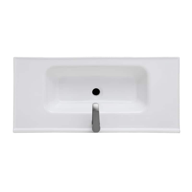 36" Bathroom Vanity with White Ceramic Sink & Hot and Cold Faucet