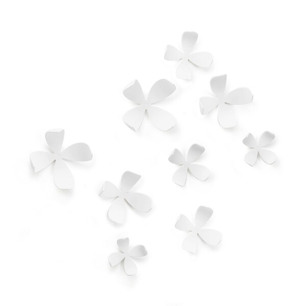 Umbra 1008099 Set of 10 Wallflower ABS Plastic Wall Decals by Marion Lanktree - White
