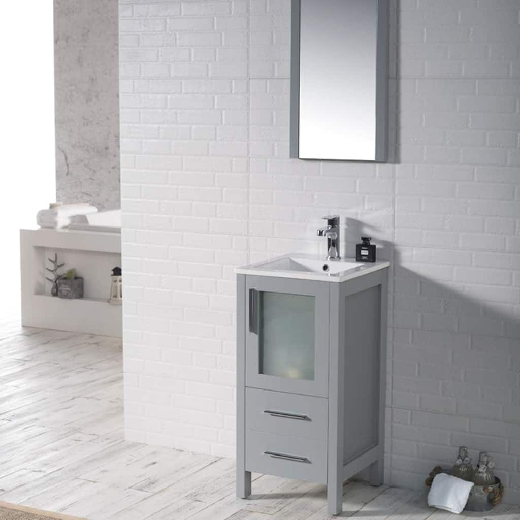 Blossom 16" Bathroom Vanity with Ceramic Sink and Matching Mirror
