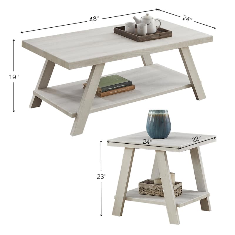 Roundhill Furniture Athens Contemporary 3-pc. Replicated Wood Shelf Table Set