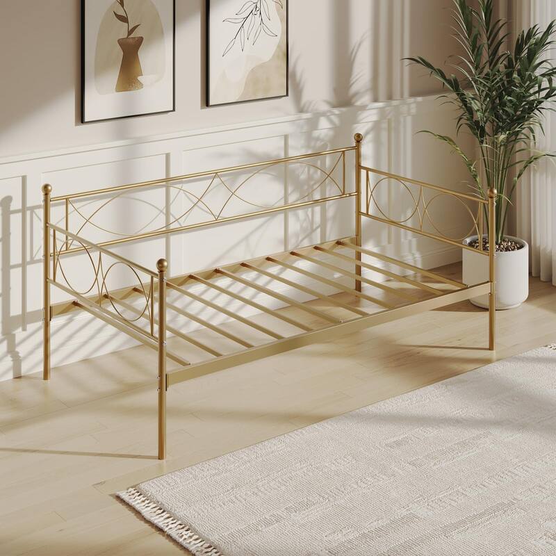 Twin daybed with Trundle,Metal Twin Daybed,Day Bed Sofa Bed Frame with Steel Slat Support,Multifunctional Daybed Frame