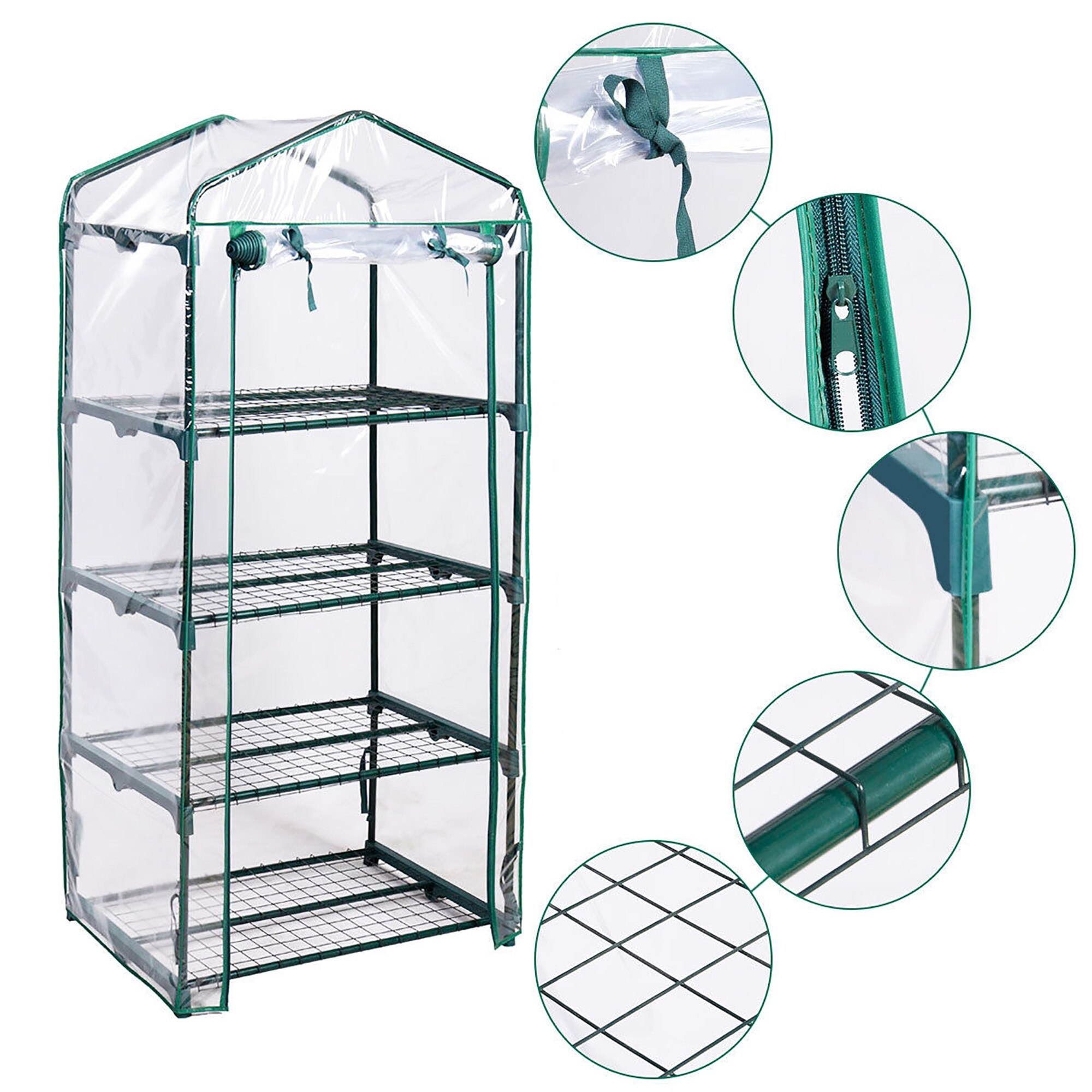 Mini Greenhouse 4 Tier Plant Shelves Portable Growing Garden House