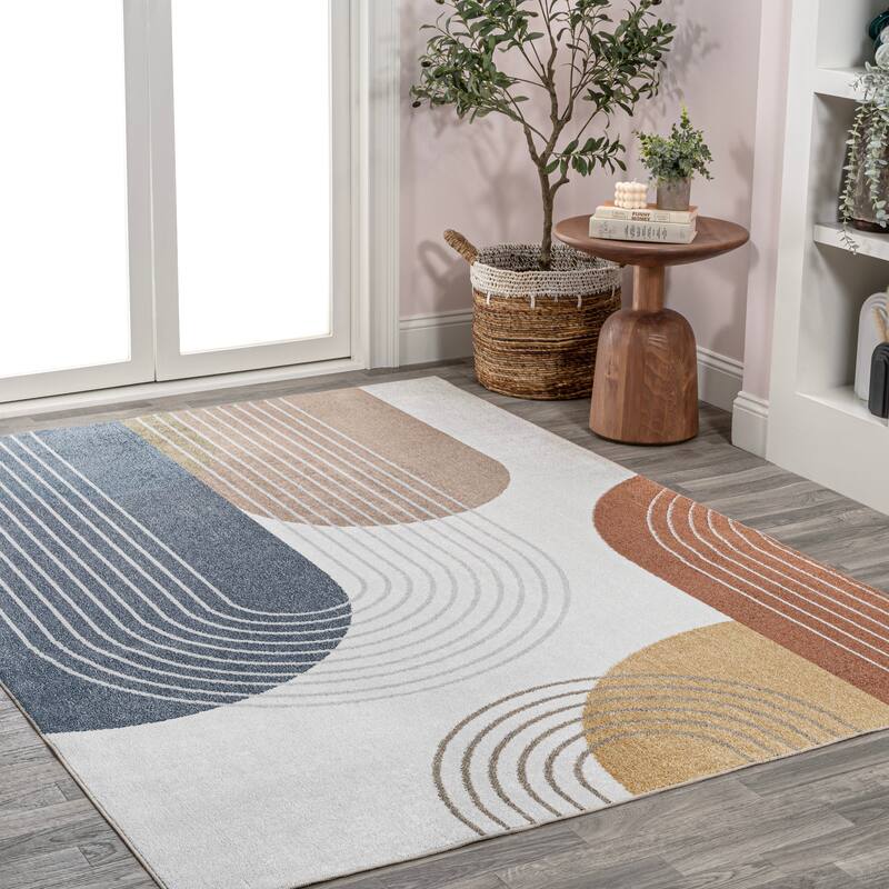 JONATHAN Y Vector Contemporary Minimalist Machine-Washable Multi Area Rug