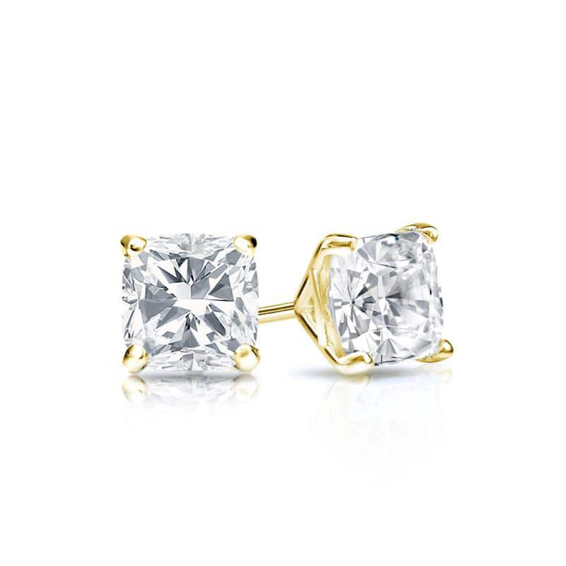 Auriya 14k Gold 1/2ctw Cushion Cut Diamond Stud Earrings Martini-set (H-I, SI1-SI2)