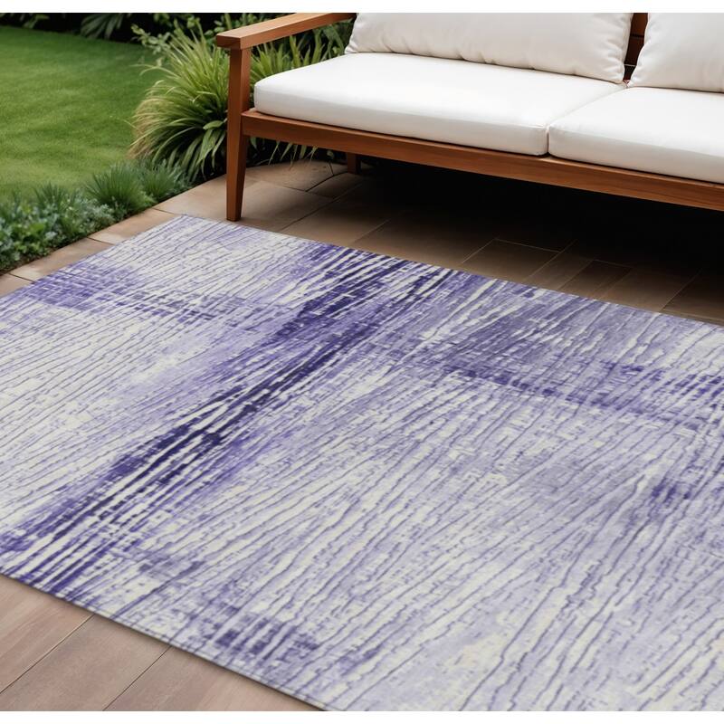 HomeRoots Striped Transitional Rectangle Outdoor Rug - 10' X 14'