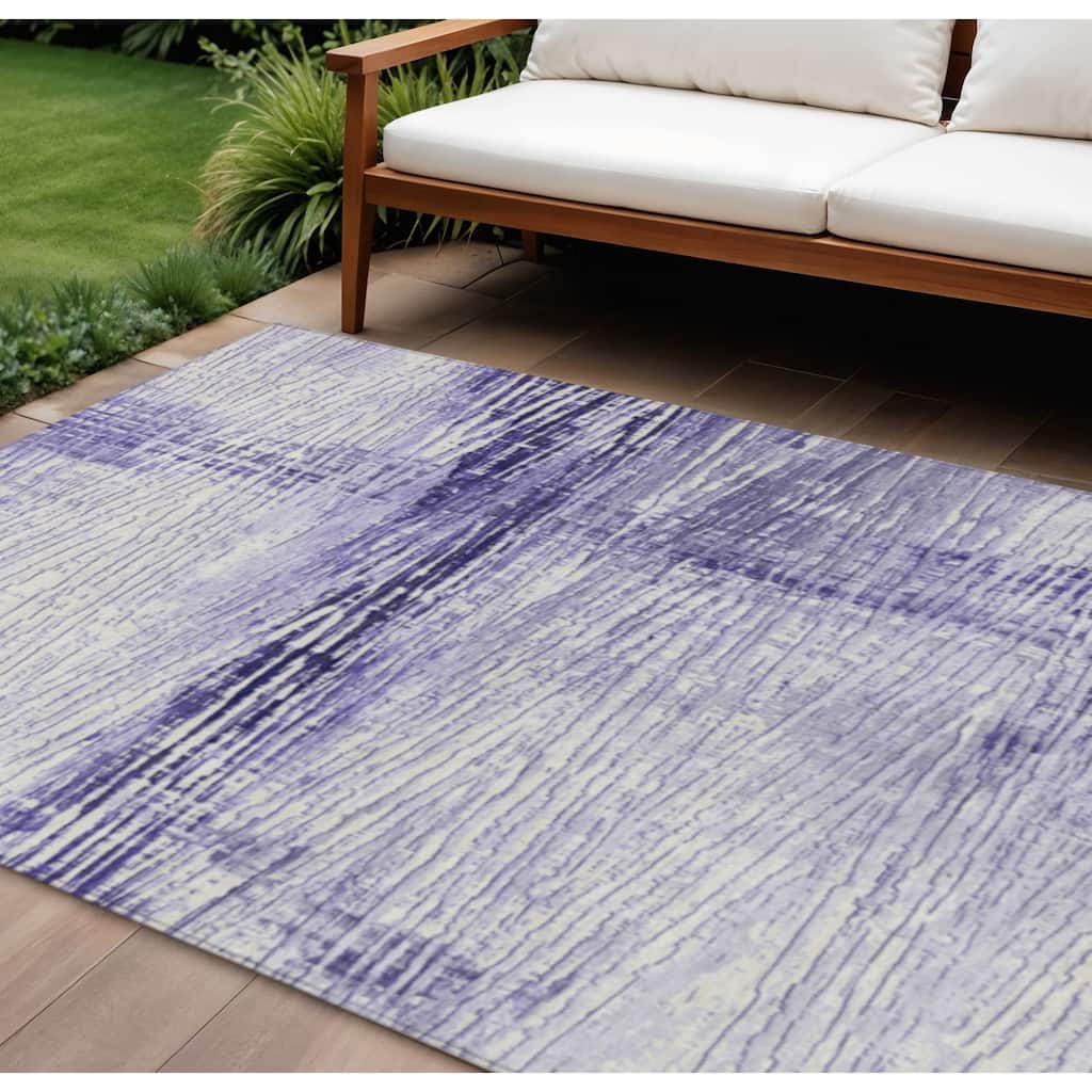 HomeRoots Striped Transitional Rectangle Outdoor Rug