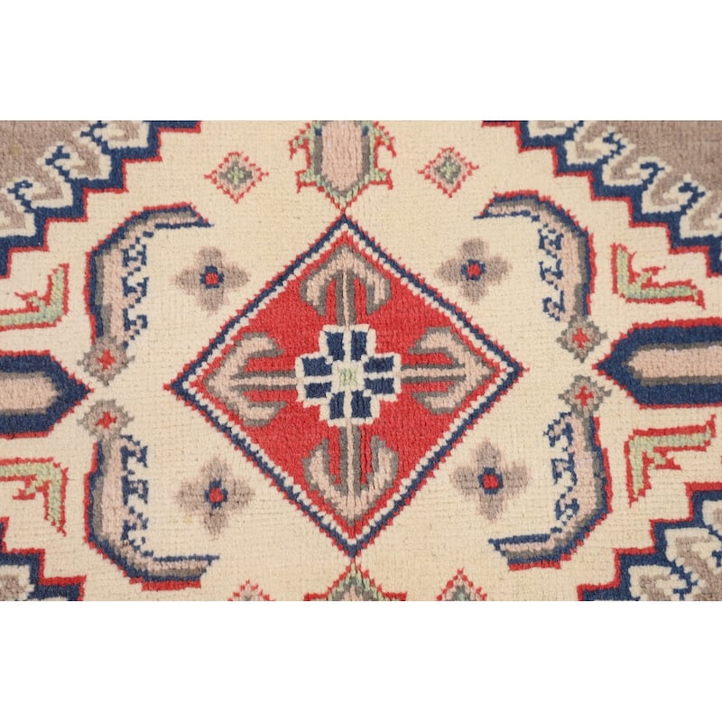 Kazak Oriental Area Rug Handmade Grey Wool Carpet - 4'11" x 6'5"