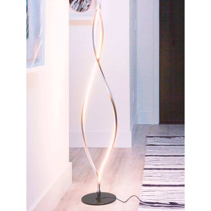 Brightech Twist 43 in. Classic Black Industrial 2-Light LED Super Bright Floor Lamp with Built-In 3-Way Dimmer Function