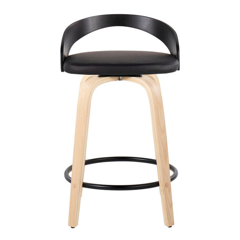 Carson Carrington Stavanger 24" Fixed-Height Counter Stool with Bent Wood Legs & Round Footrest (Set of 2)