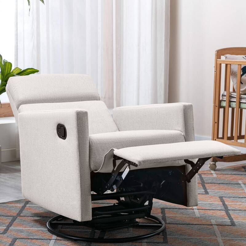 Modern Linen Rocker Plush Seating Glider Swivel Recliner Chair