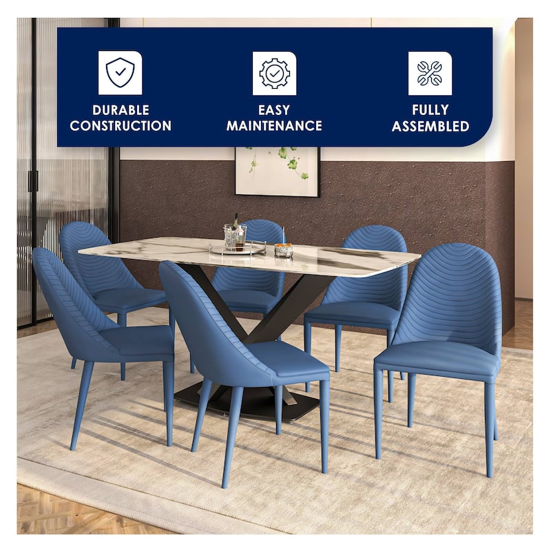 Seville Dining Chair Upholstered in Leather with Iron Legs Set of 4