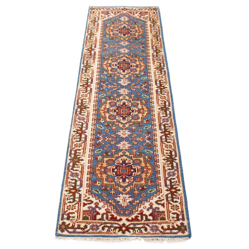 ECARPETGALLERY Hand-knotted Serapi Heritage Blue Wool Rug - 2'6 x 9'7