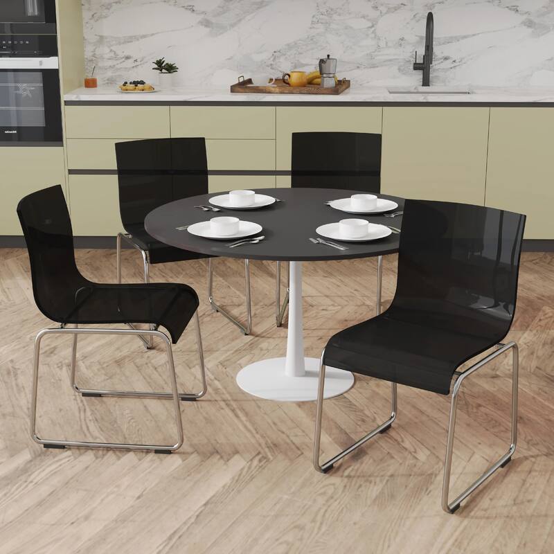 Lima Modern Transparent Acrylic in Chrome Steel Frame Dining Chair