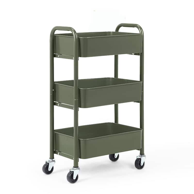 3-Tier Delicate Compact Rolling Metal Storage Organizer - Green