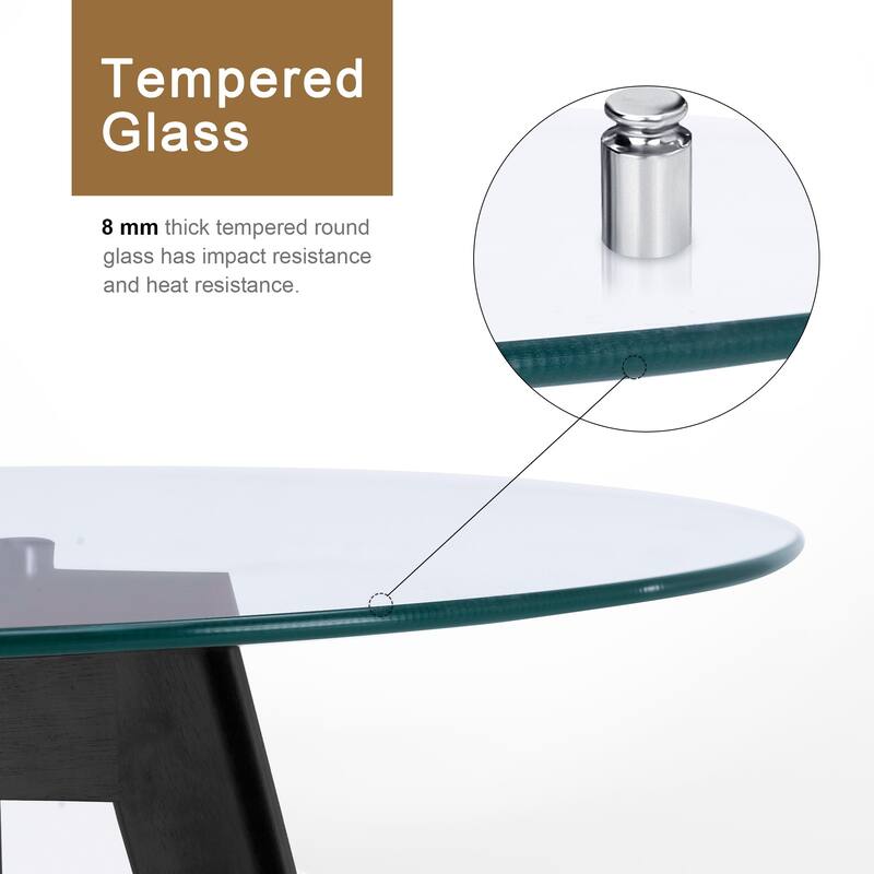 Ivinta Modern Small Dining Table Round Glass Coffee Table Farmhouse Kitchen Table