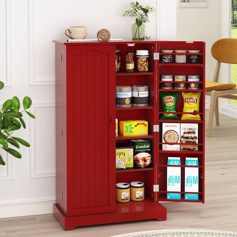 Freestanding Pantry Cabinet, Kitchen Pantry Storage Cabinet with Doors ...
