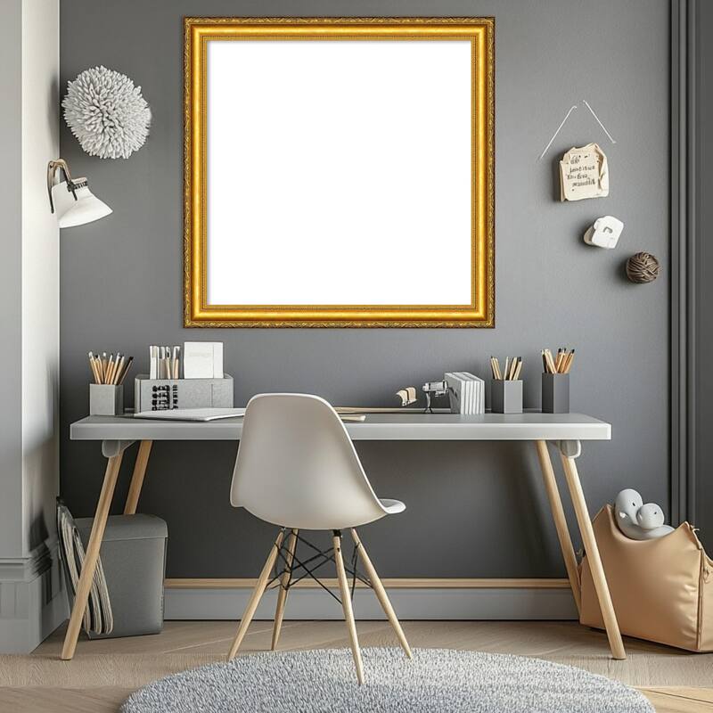 Amanti Art Colonial Embossed Gold Framed Dry Erase Magnetic Board
