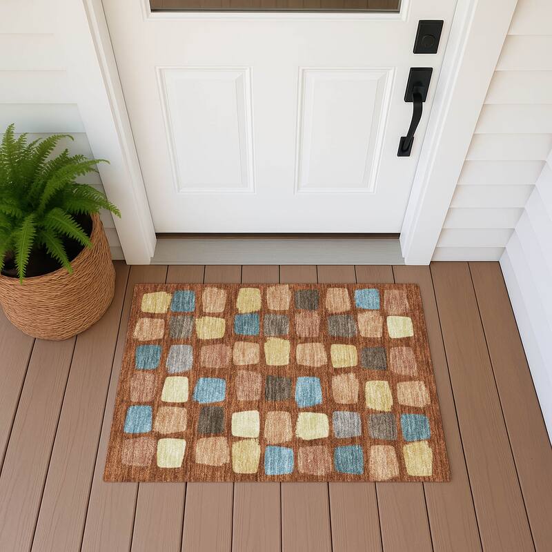 Machine Washable Indoor/ Outdoor Casual Hoppy Chantille Rug - Paprika - 1'8" x 2'6"