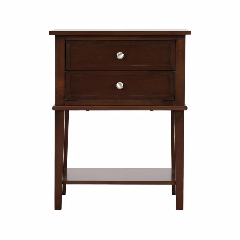 Nightstand with Roller Drawer Glides, Cappuccino Finish, Easy Assembly