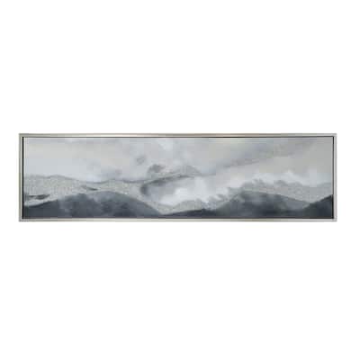 20 x 71 Framed Handpainted Wall Art, Landscape Abstract Design, Soft Gray