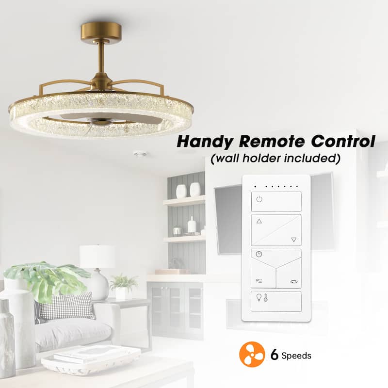 Perimost 33" Modern Resin Antique Bronze Ceiling Fan Fandelier with Light and Remote