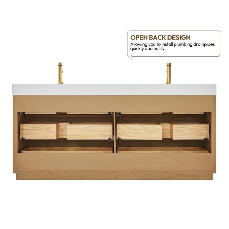 Hohhot Bath Vanity with Integrated Stone Sink Top without Mirror