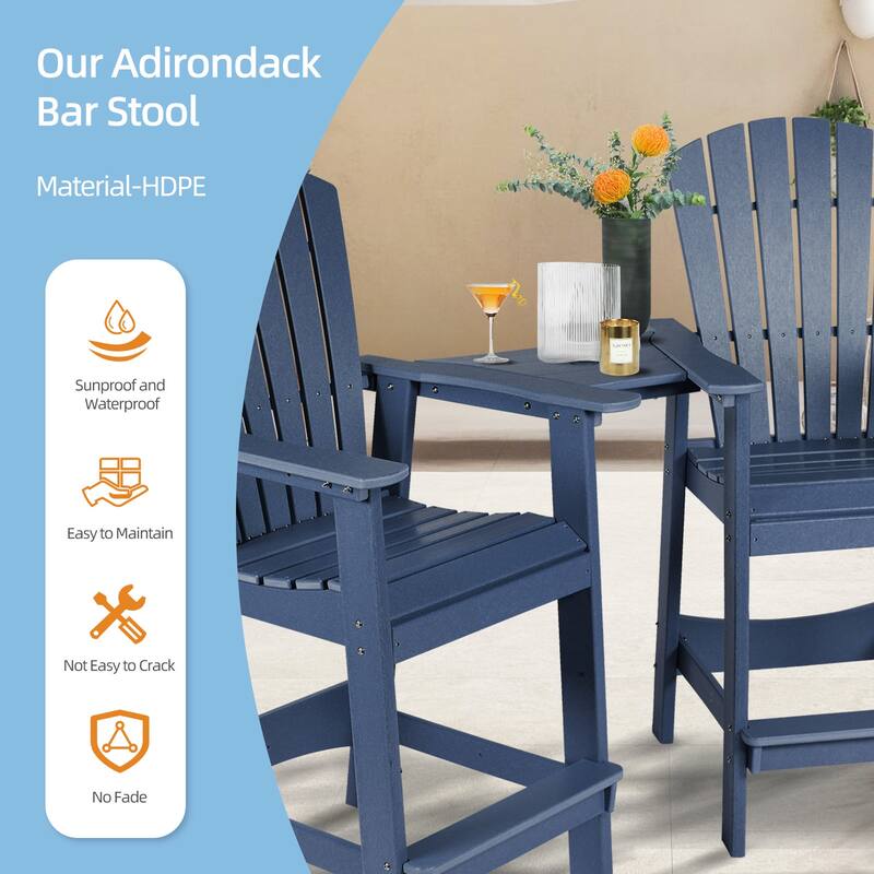Aoodor Tall Adirondack Chairs Set of 2 with Connecting Tray