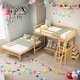 preview thumbnail 1 of 13, Twin over Full Bunk Bed with Built-in Desk and Three Drawers-Natural Natural
