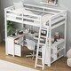 preview thumbnail 1 of 66, Loft Bed with U-shaped Writing Desk, Drawers, Storage Shelves and Stairs Loft Wooden Storage Bed for Children and Adolescents White - Full