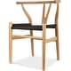 preview thumbnail 35 of 47, Woven Wood Armchair with Arms Open Y Back Mid Century Modern Office Dining Chairs Black Seat Kitchen Bedroom Organic Rattan