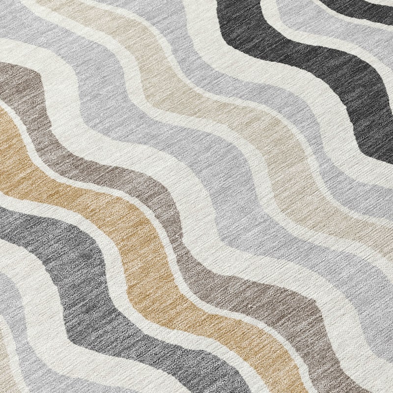 Machine Washable Indoor/ Outdoor Funky Stripe Chantille Rug