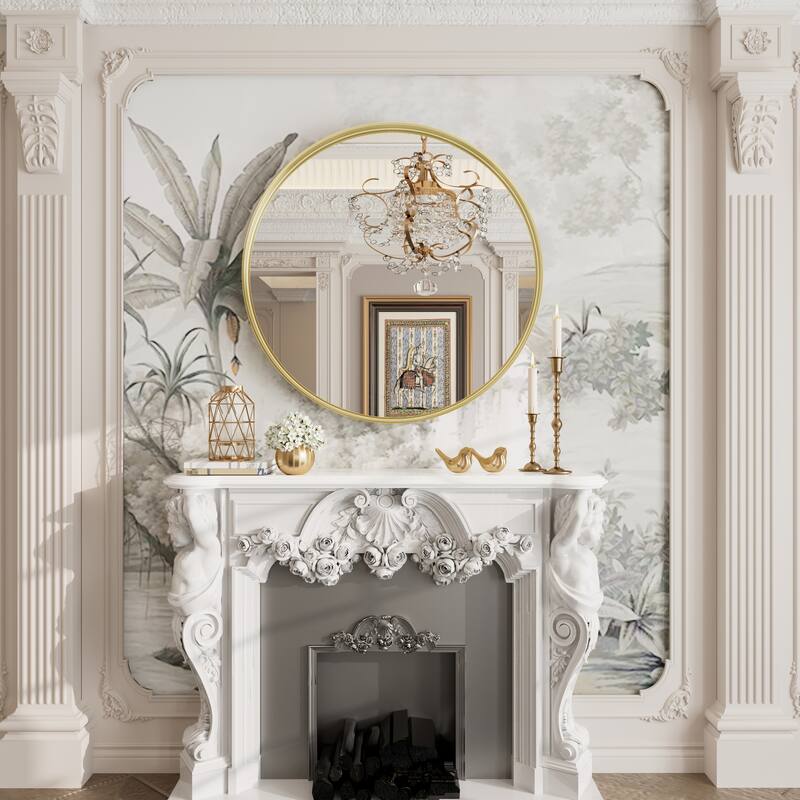 Round Tempered Glass and Metal Framed French Cleat Mounted Wall Bathroom / Vanity Mirror