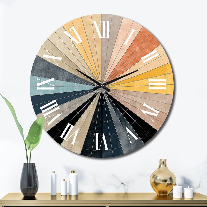 Designart "Mid-Century New Balance Abstract Geometrics III" Modern Midcentury Oversized Wall Clock - 36 In. Wide x 36 In. High