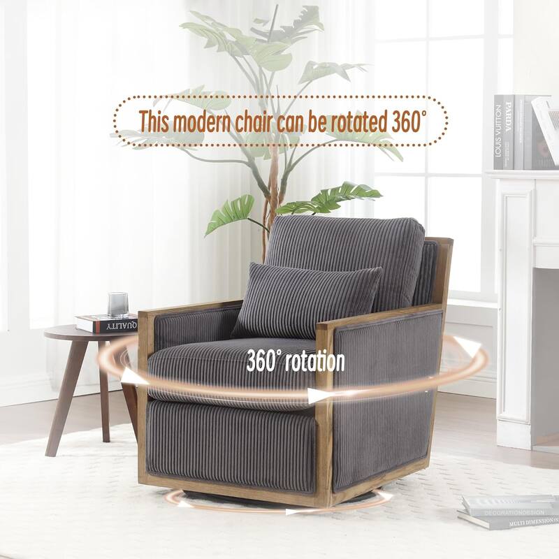 Roomfitters Corduroy Swivel Barrel Accent Chair, 360 Lounge Club Chair for Living Room, Bedroom or Office