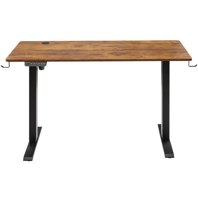 Brown Electric Sit Standing Desk, Adjustable Height, 180 lbs Capacit and Memory Presets