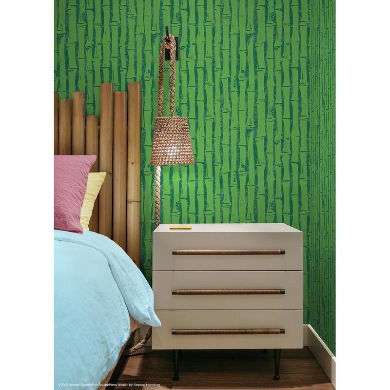 RoomMates SpongeBob SquarePants Bamboo Green Peel and Stick Wallpaper - N/A
