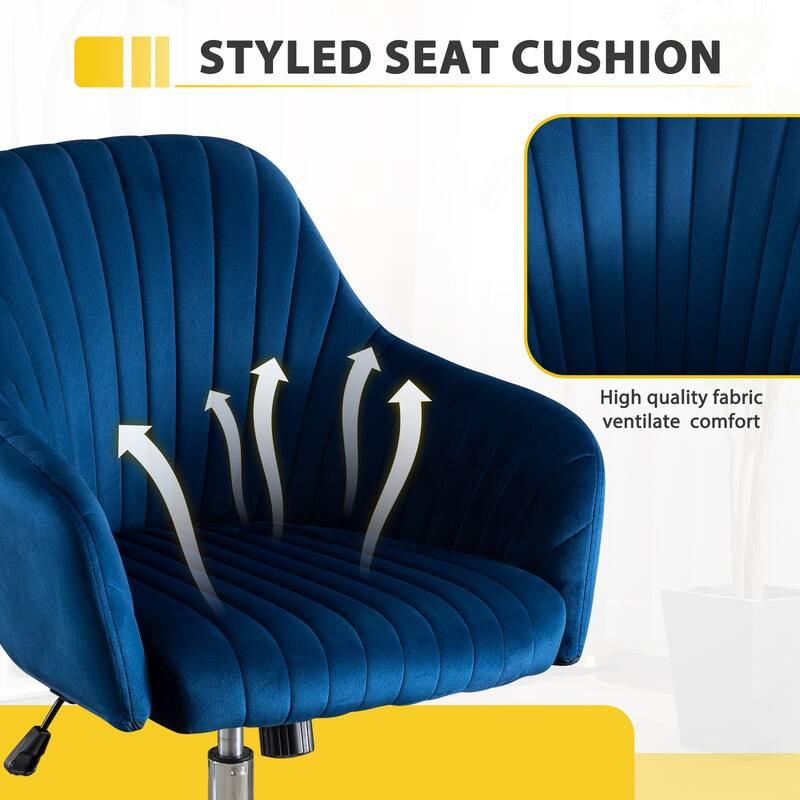 Modern Velvet Accent Chair with Adjustable Height and Rolling Casters