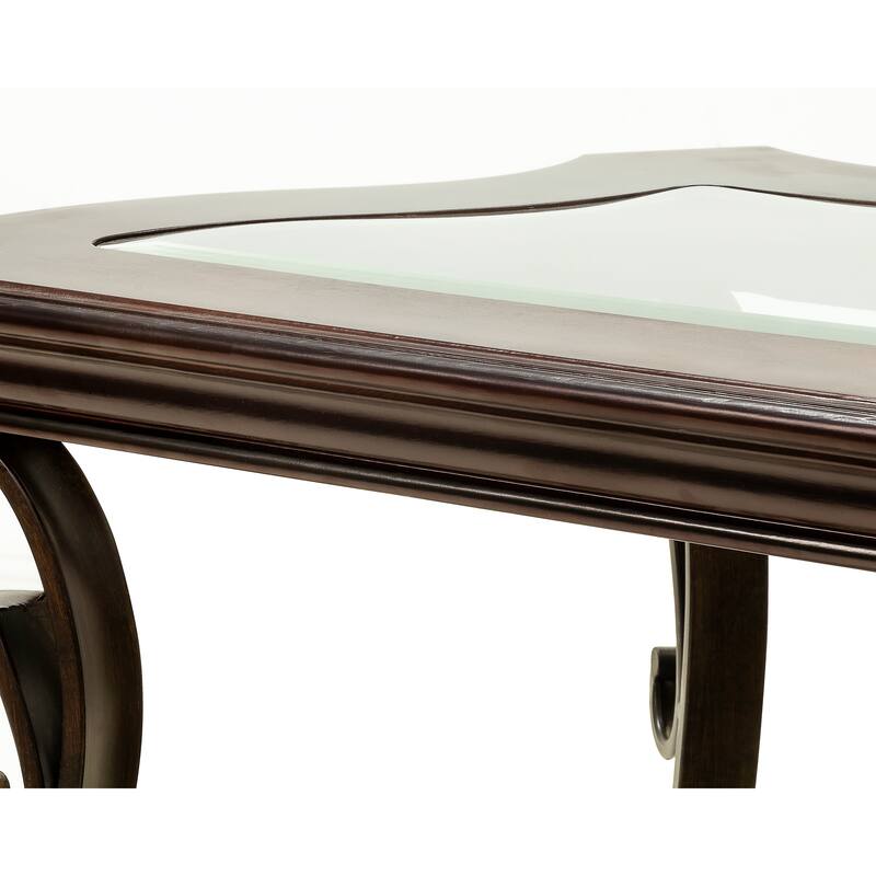 Sofa Table, Glass Table Top, Mdf W/Marble Paper Middle Shelf, Powder Coat Finish Metal Legs