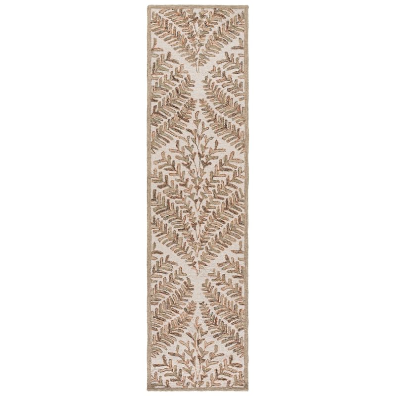 SAFAVIEH Handmade Capri Kert Wool Rug - 2'3" x 15' Runner - Ivory/Brown