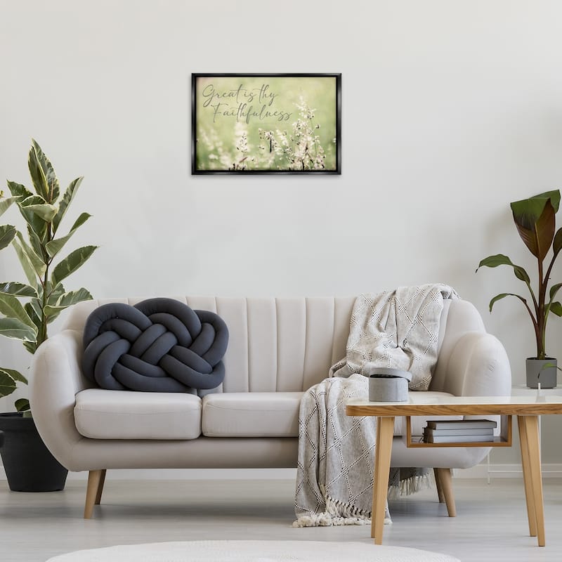 Stupell Spiritual Faithfulness with Florals Framed Floater Canvas Wall Art Design By Erin Marie