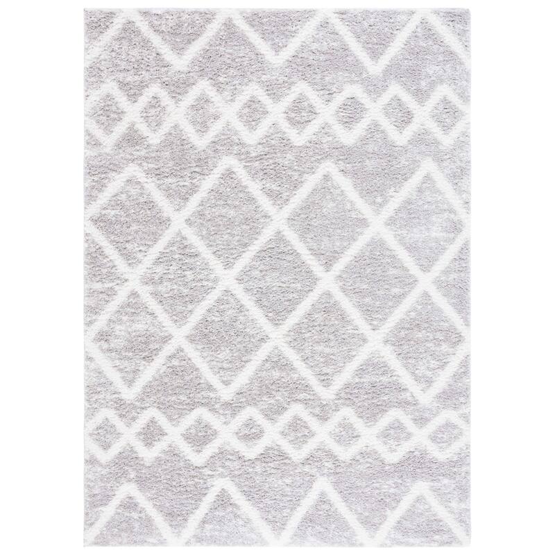 SAFAVIEH Berber Shag Katrien Moroccan Boho 1.25-inch Rug - 7' Square - Grey/Ivory