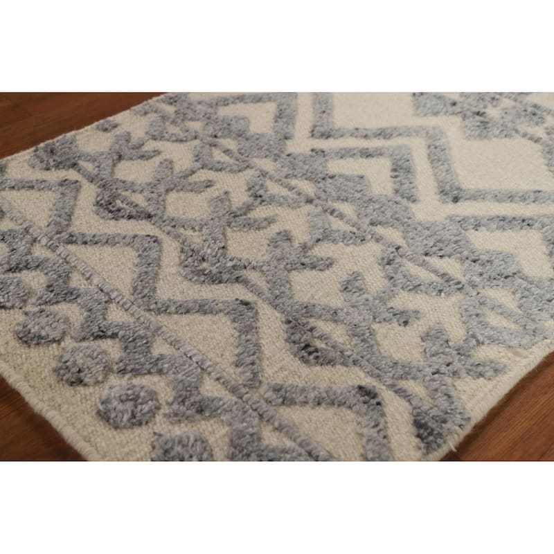 Moroccan Indian Rug Hand-Knotted Foyer Beige Wool Carpet - 2'0"x 3'0"