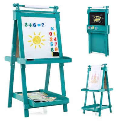 Costway Foldable Easel for Kids 3-in-1 Double-sided Art Easel with - See Details