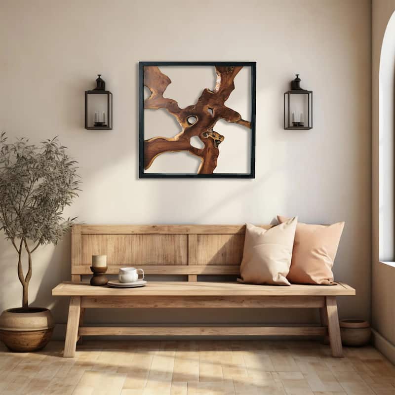 Greenage Teak Wall Decor Natural Live Edge Hanging Art Sculpture