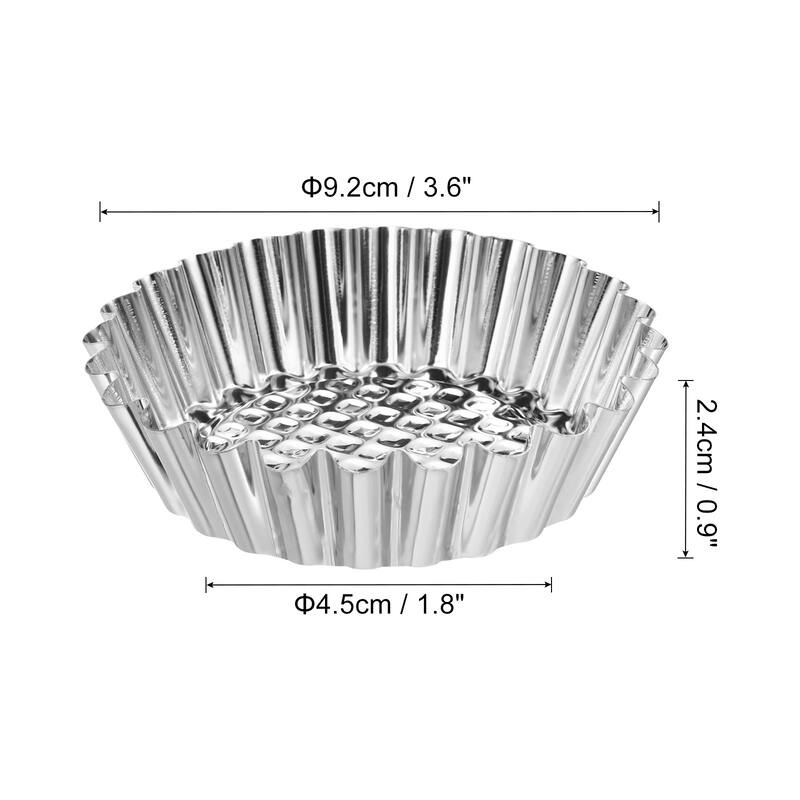 10pcs Cupcake Mold, Stainless Steel Mini Cupcake Cake Pans 3.66 x0.9inch - Silver - Silver