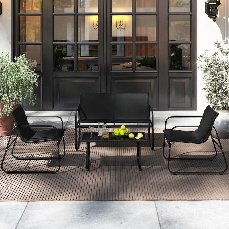 Costway 4 PCS Patio Furniture Set Fabric Lawn Chairs and Loveseat with - See Details