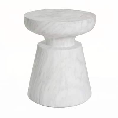 Outdoor Travertine Side Table,White