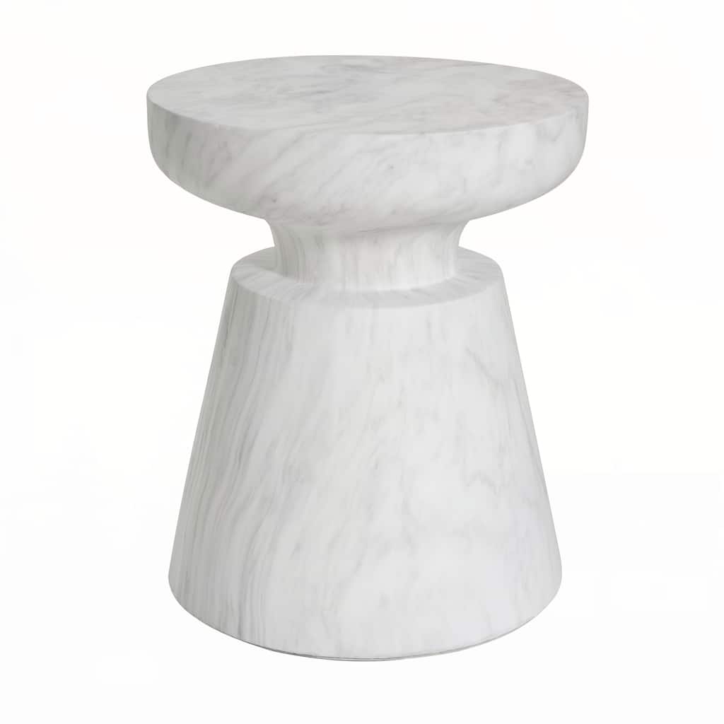 Outdoor Travertine Side Table,White
